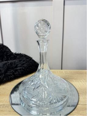 SHIP CAPTAINS Wine Liquor Decanter 10”HEAVY Clear Cut Lead Crystal